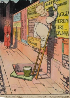 Online Pamono Gabriele Galantara, Political Posters, Mixed Media Drawing, 1909