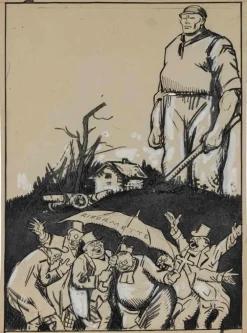 Pamono Gabriele Galantara, Riformette, Mixed Media Drawing, 1919> Art Nouveau|Work On Paper