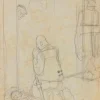 Pamono Gabriele Galantara, The Prayer, Pencil Drawing, 1908> Art Nouveau|Work On Paper