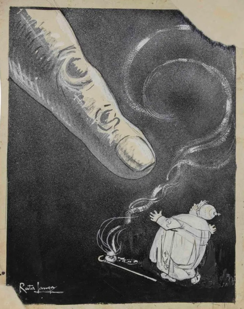 Pamono Gabriele Galantara, The Punishment, Mixed Media Drawing, 1909> Work On Paper