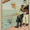 Pamono Gabriele Galantara, The Warship, Mixed Media Drawing, 1909