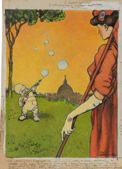 Clearance Pamono Gabriele Galantara, Vain Efforts, Mixed Media, 1909