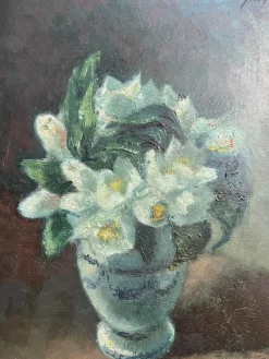 Pamono Galetti, Flowers, 20th Century, Oil Painting on Panel, Framed><noscript><img width=