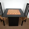 Pamono Game Table, Chessboard and Chairs by Paul Michel, 1970s, Set of 3> Game Tables