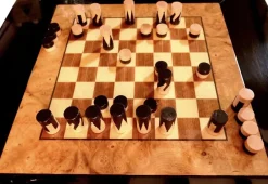 Pamono Game Table, Chessboard and Chairs by Paul Michel, 1970s, Set of 3><noscript><img width=