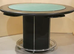 Pamono Game Table in Leather and Steel, Italy, 1970s> Game Tables