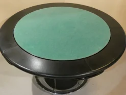 Pamono Game Table in Leather and Steel, Italy, 1970s><noscript><img width=
