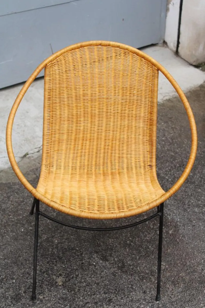 Best Pamono Garden Armchairs in Midollin & Metal Campo & Graffi Design attributed to Campo E Graffi, 1960s, Set of 4