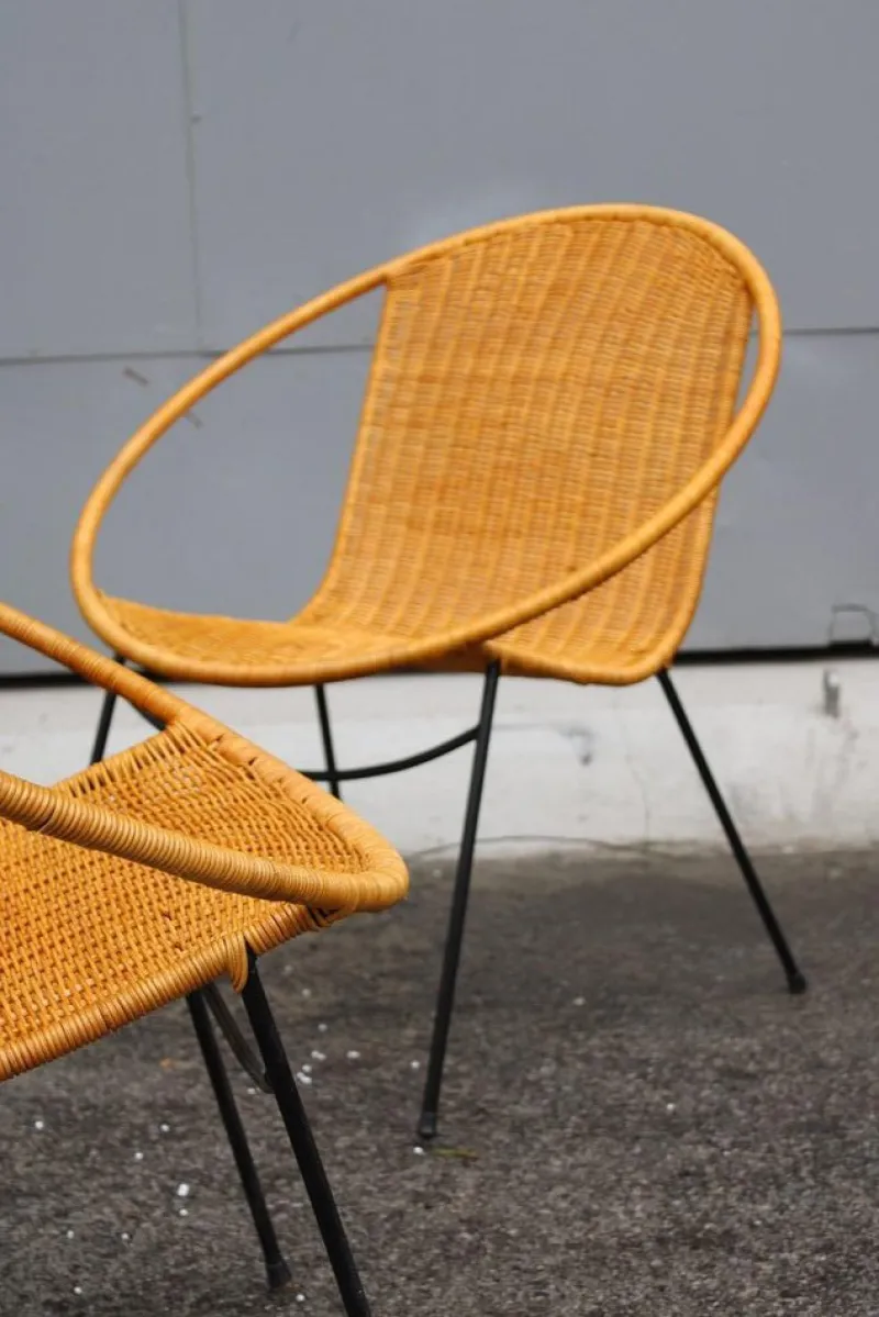Best Pamono Garden Armchairs in Midollin & Metal Campo & Graffi Design attributed to Campo E Graffi, 1960s, Set of 4
