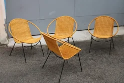 Best Pamono Garden Armchairs in Midollin & Metal Campo & Graffi Design attributed to Campo E Graffi, 1960s, Set of 4