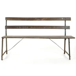 Outlet Pamono Garden Bench in Iron and Weathered Wood