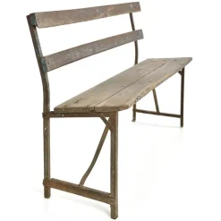Outlet Pamono Garden Bench in Iron and Weathered Wood