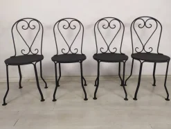 Pamono Garden Chairs in Black Iron, 1890s, Set of 4> Garden Seating