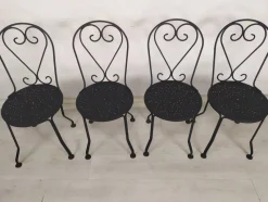 Pamono Garden Chairs in Black Iron, 1890s, Set of 4> Garden Seating