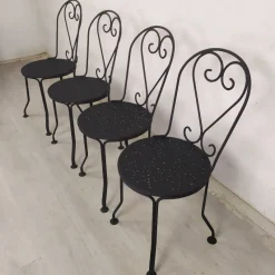 Pamono Garden Chairs in Black Iron, 1890s, Set of 4><noscript><img width=