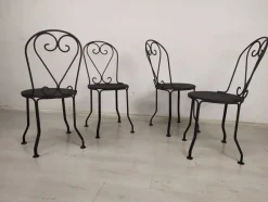 Pamono Garden Chairs in Black Iron, 1890s, Set of 4><noscript><img width=