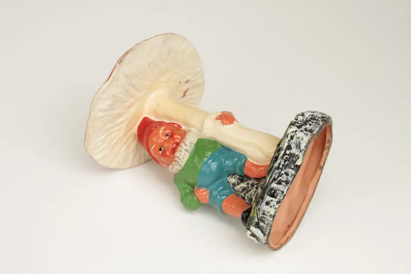 Discount Pamono Garden Gnome and Toadstool in Clay, GDR, 1950s