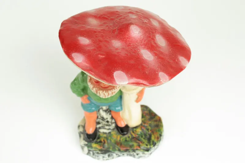 Discount Pamono Garden Gnome and Toadstool in Clay, GDR, 1950s