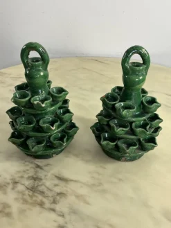 Pamono Garden Lighting in Caltagirone Ceramic, 1940s, Set of 2><noscript><img width=