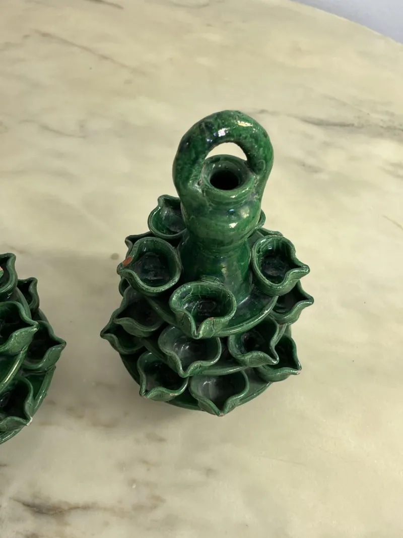 Pamono Garden Lighting in Caltagirone Ceramic, 1940s, Set of 2> Garden Lighting
