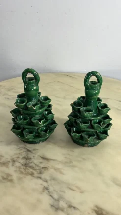 Pamono Garden Lighting in Caltagirone Ceramic, 1940s, Set of 2><noscript><img width=