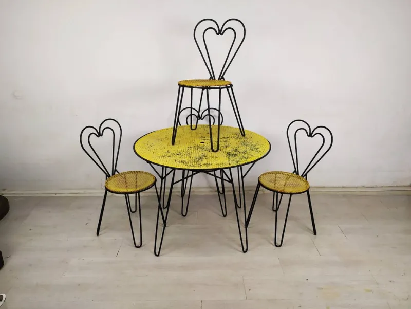 Pamono Garden Set by Mathieu Matégot, 1950s, Set of 5> Garden Tables