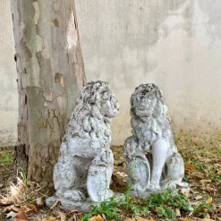 Pamono Garden Stone Lions, Set of 2><noscript><img width=