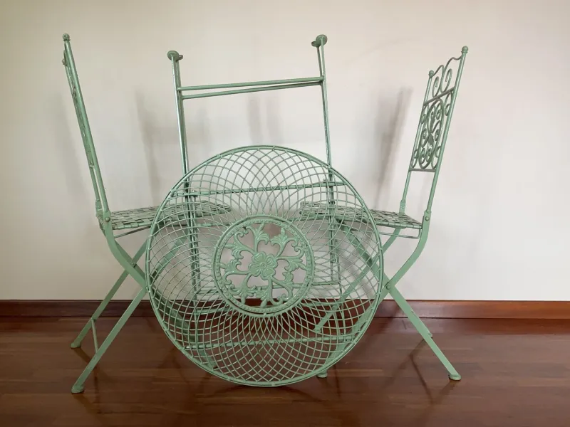 Hot Pamono Garden Table with Chairs, 1930s, Set of 3