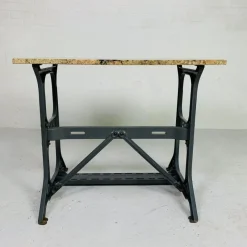 Pamono Garden Table with Marble Top on Singer Cast Iron Frame, 1950s