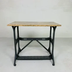 Pamono Garden Table with Marble Top on Singer Cast Iron Frame, 1950s