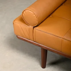 Pamono GE19 Daybed in Teak and Camel Leather by Hans J. Wegner for Getama, 1960s><noscript><img width=