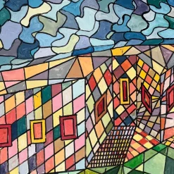 Pamono Geometric Abstract Composition, 1950s, Oil on Canvas, Framed> Abstraction