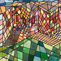 Pamono Geometric Abstract Composition, 1950s, Oil on Canvas, Framed><noscript><img width=