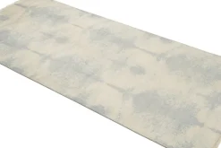 Pamono Geometric Ivory Blue Wool and Silk Runner from R&K Principal Jahanshah Nazmiyal> Carpets & Textiles|Carpets & Textiles