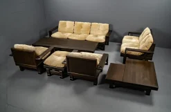 New Pamono Geometric Living Room Model St. Moritz by Klaus Rausch Furniture Co. for Architects and Designers, 1960s, Set of 7