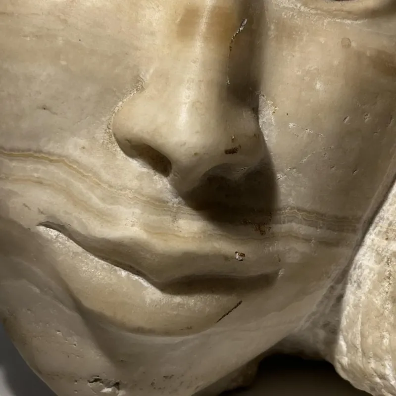 Pamono Georg Glaser, Woman's Face Sculpture, 1980s, Marble> Sculpture