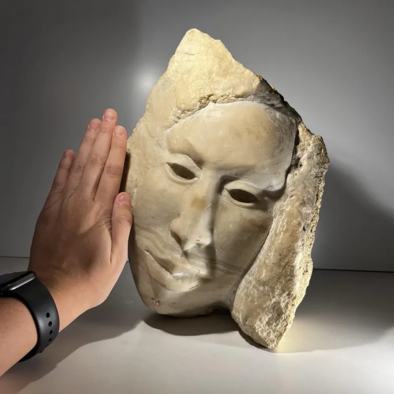 Pamono Georg Glaser, Woman's Face Sculpture, 1980s, Marble> Sculpture