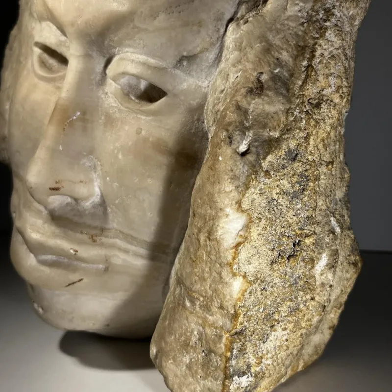 Pamono Georg Glaser, Woman's Face Sculpture, 1980s, Marble> Sculpture