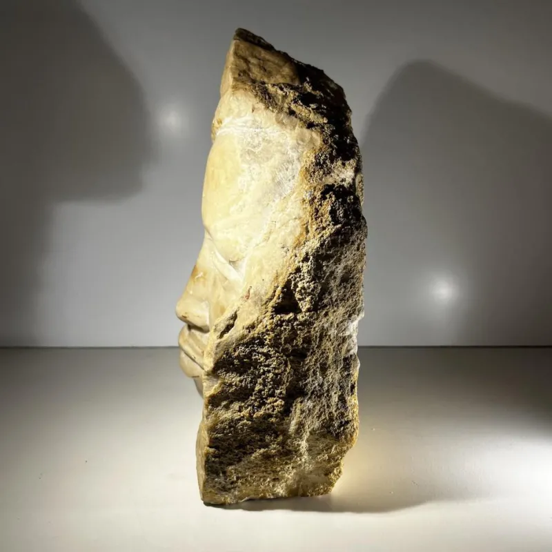 Pamono Georg Glaser, Woman's Face Sculpture, 1980s, Marble> Sculpture