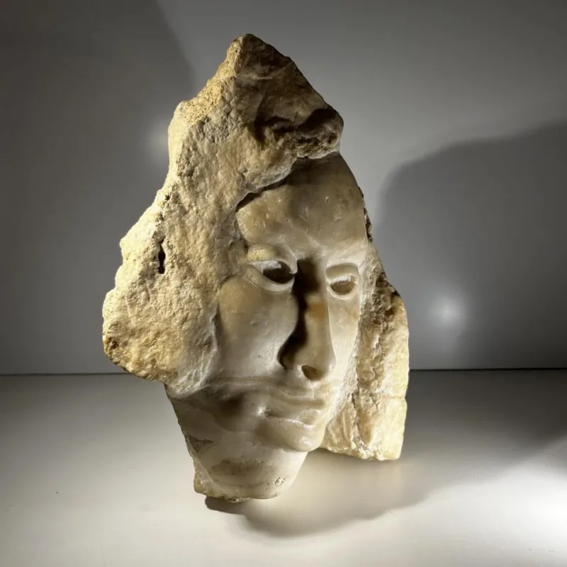 Pamono Georg Glaser, Woman's Face Sculpture, 1980s, Marble> Sculpture