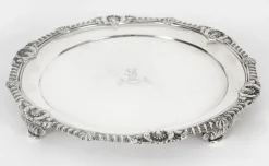 Pamono George III Sterling Silver Salver by Paul Storr, 1811><noscript><img width=
