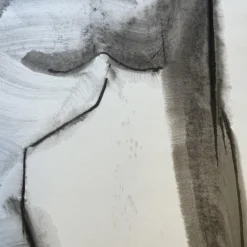 Pamono Georges (géo) De Vlamynck, Abstract Nude Woman, Charcoal Ink Chalk on Wet Paper> Minimalist