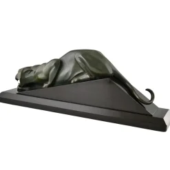 Best Pamono Georges Lavroff, Art Deco Panther Sculpture, 1935, Bronze on Marble Base