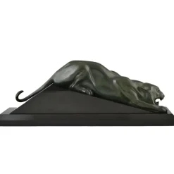 Best Pamono Georges Lavroff, Art Deco Panther Sculpture, 1935, Bronze on Marble Base