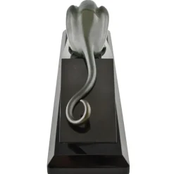 Best Pamono Georges Lavroff, Art Deco Panther Sculpture, 1935, Bronze on Marble Base
