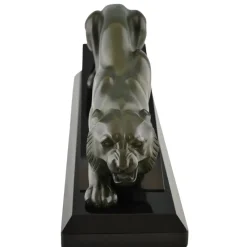 Best Pamono Georges Lavroff, Art Deco Panther Sculpture, 1935, Bronze on Marble Base
