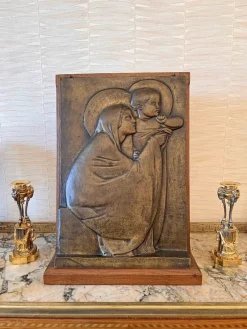 Clearance Pamono Georges Mathey, Large Bas Relief, 1912, Bronze & Oak