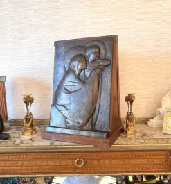 Clearance Pamono Georges Mathey, Large Bas Relief, 1912, Bronze & Oak