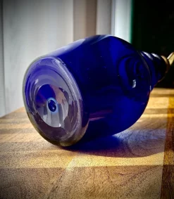 Pamono Georgian Blue Glass Rum Decanter with Engraved Decoration, 1780s-1800s><noscript><img width=