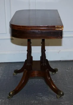 Pamono Georgian Folding Games Table with Brass Castors><noscript><img width=